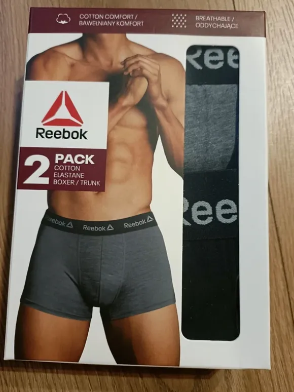 2 pak majtek bokserek szare czarne Reebok r.xl szeroka guma napisy