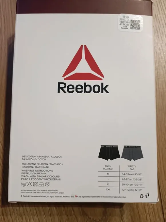 2 pak majtek bokserek szare czarne Reebok r.xl szeroka guma napisy