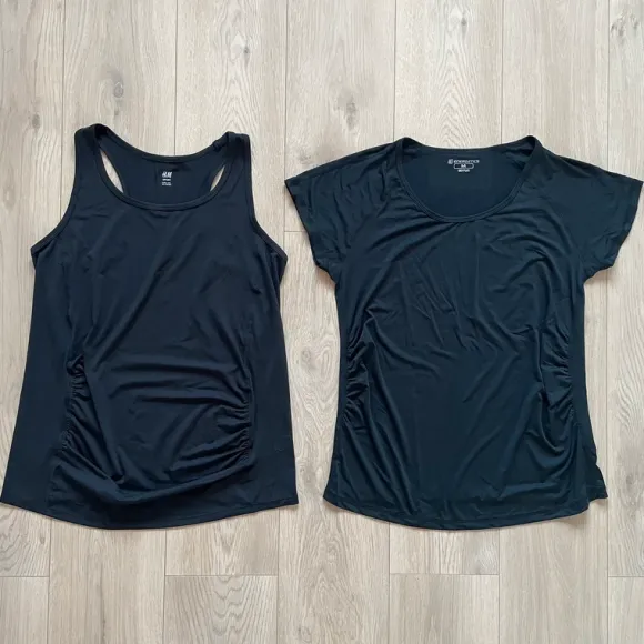 2 st Mammakläder träningstoppar (1 linne stl L & 1 T-shirt stl M)
