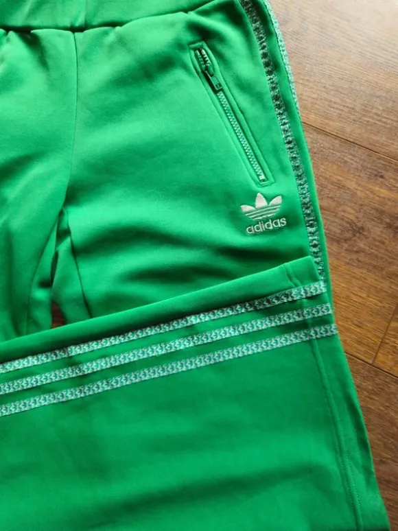 Adidas spodnie dresowe zielone M – paski, zamek, sportowe