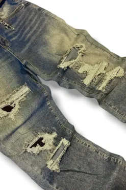 archive 90s Y2K distressed bootcut straight legged denim jeans