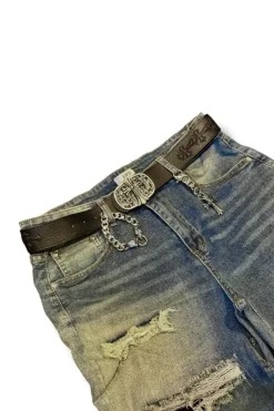 archive 90s Y2K distressed bootcut straight legged denim jeans