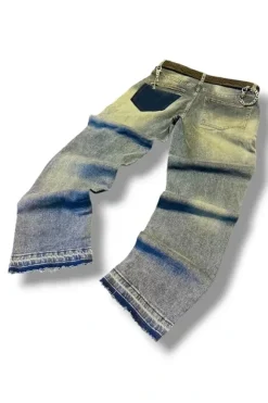 archive 90s Y2K distressed bootcut straight legged denim jeans