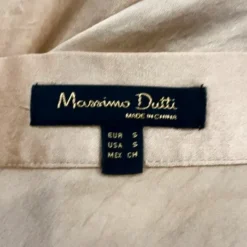 Asymmetrisk guld satin maxi nederdel fra Massimo Dutti