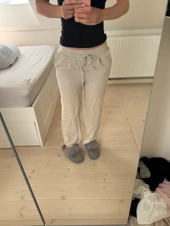 Beige hør bukser