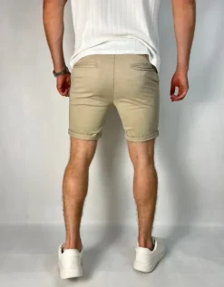 Beżowe szorty męskie bawełniane chino Topman W34 stretch skinny 98% cotton