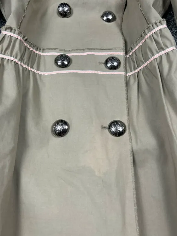 Beżowy płaszcz trencz Thomas Burberry vintage y2k różowe detale