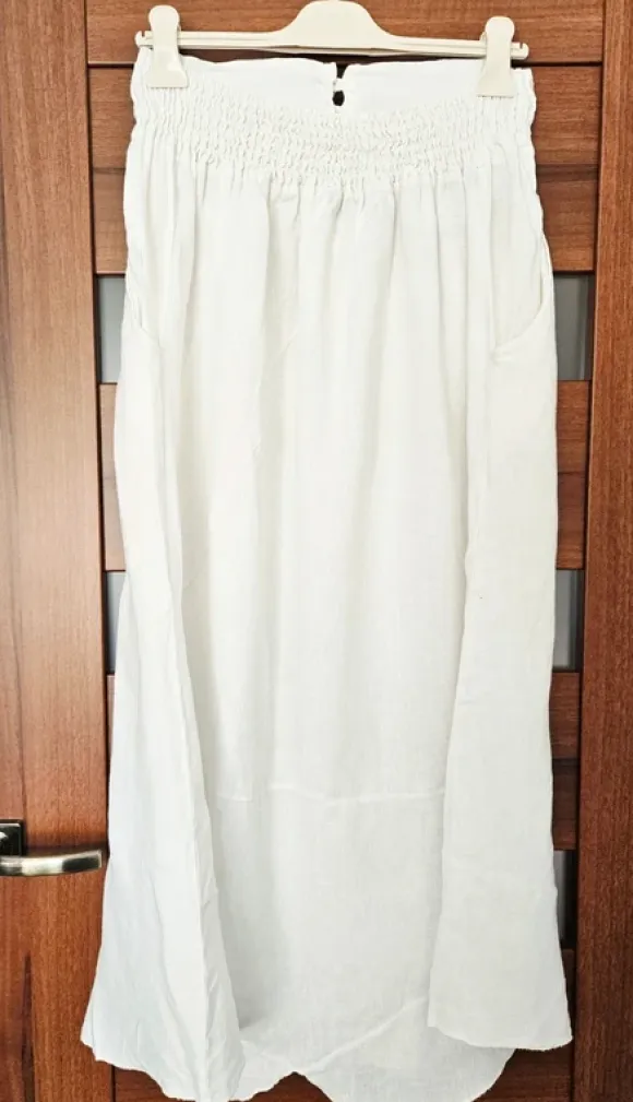 Biała, artystyczna , lniana spódnica maxi. Skirt linen. Maxi. Long.