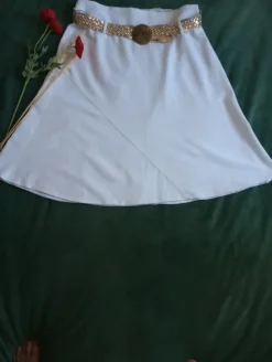 Biała lniana spódnica asymetryczna E-vie idealna na lato len i wiskoza boho vintage rozm. L 40