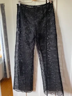 Bik Bok koronkowe spodnie wide leg czarne transparentne boho glamour 42 nowe