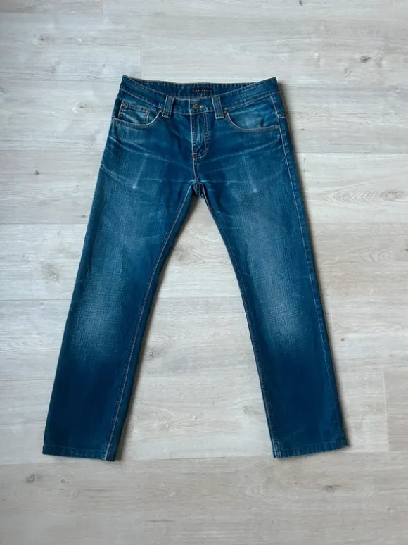 Blåa Dry Japan Nudie Jeans Slim Jim Storlek W32 L33