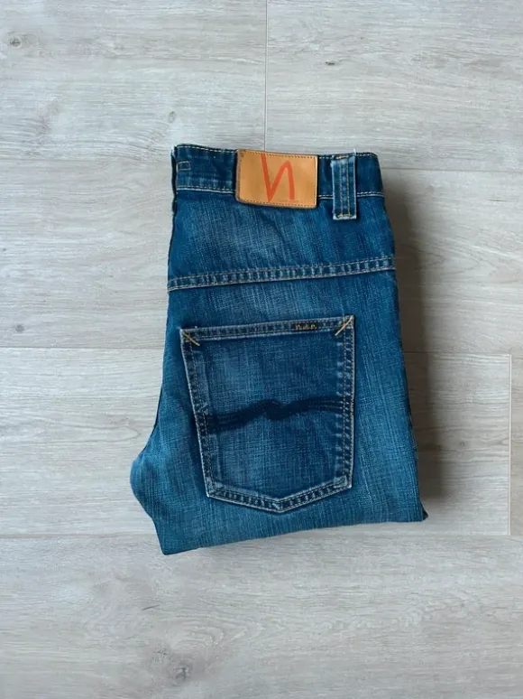 Blåa Dry Japan Nudie Jeans Slim Jim Storlek W32 L33