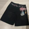 Black denim jorts embroidered jorts