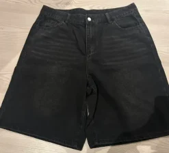 Black denim jorts embroidered jorts