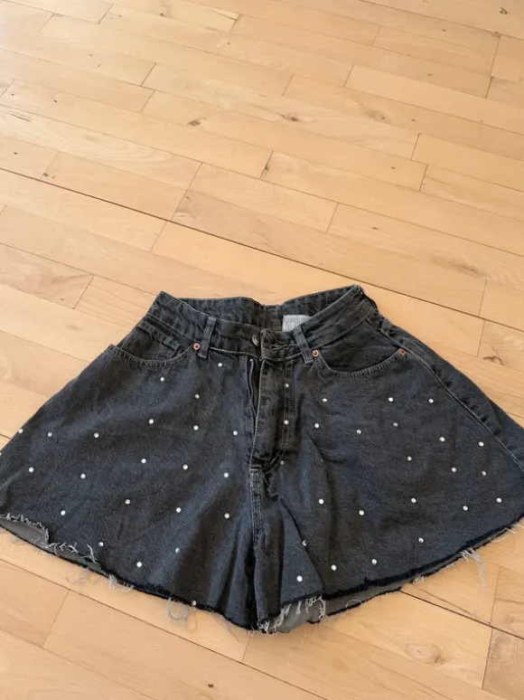 Black denim shorts Shein with studs, size S