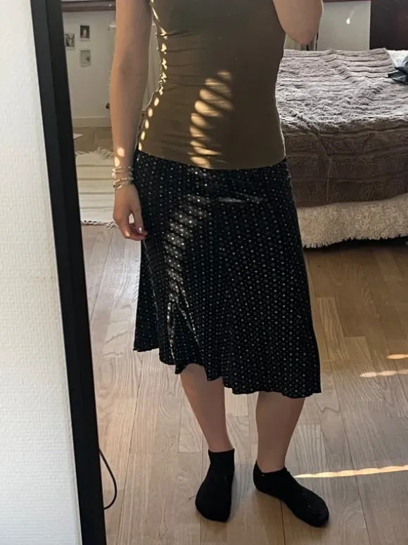 black flower midi skirt