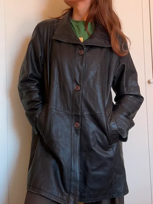 Black leather coat