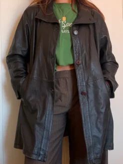 Black leather coat