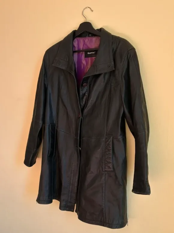 Black leather coat