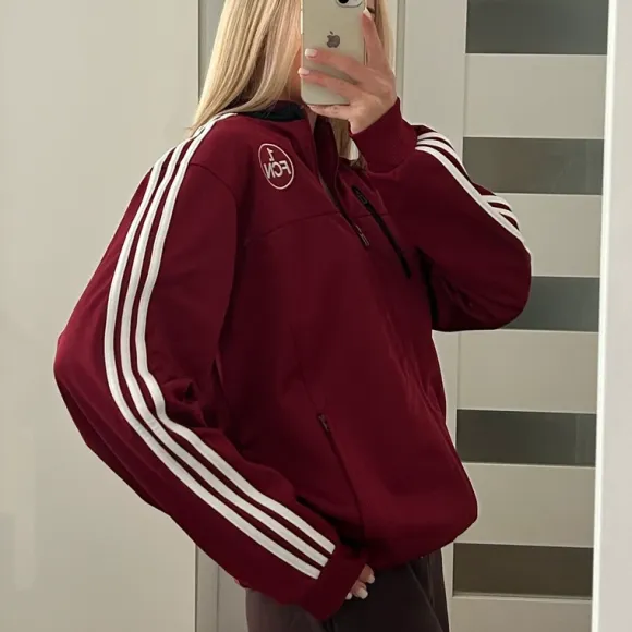 Bordowa bluza oversize adidas vintage