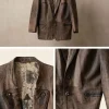 Brązowa Skórzana Kurtka Vintage, boho o Kroju Marynarki | Skóra Naturalna