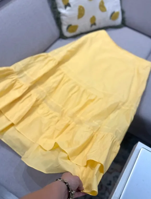 Butter yellow maxi spódnica długa boho cottagecore 100% bawełna H&M Ibiza style