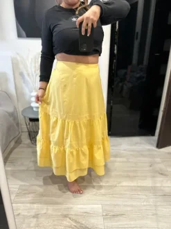 Butter yellow maxi spódnica długa boho cottagecore 100% bawełna H&M Ibiza style