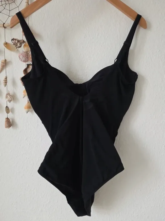 Chantelle Black Swimsuit Shaping One Piece DD Cup Ruched Control Swimwear