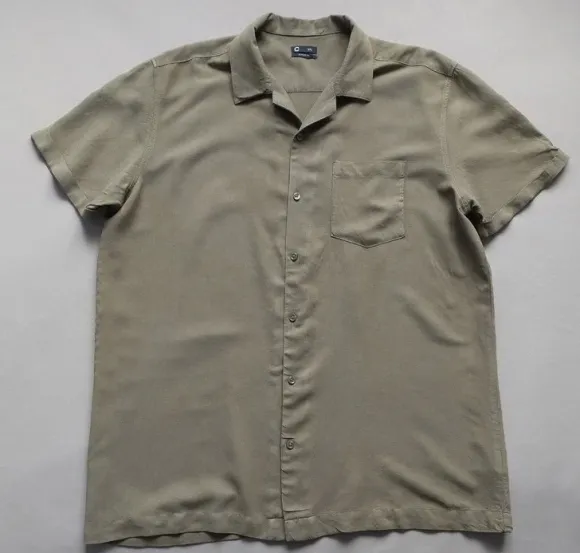 Cubus koszula męska XXL khaki oliwkowa len wiskoza krótki rękaw summer viscose old money shirt