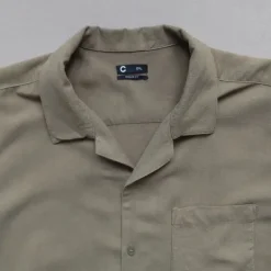 Cubus koszula męska XXL khaki oliwkowa len wiskoza krótki rękaw summer viscose old money shirt