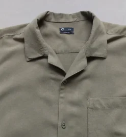 Cubus koszula męska XXL khaki oliwkowa len wiskoza krótki rękaw summer viscose old money shirt