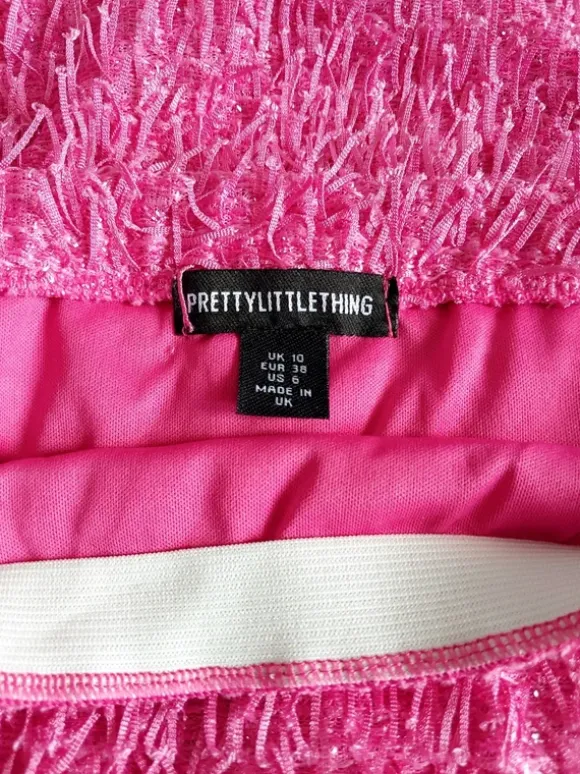 Cukierkowa spódnica mini shaggy z frędzlami, połysk Y2K PrettyLittleThing 38