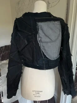 Dark Wash Denim Custom Design Cropped Jacket