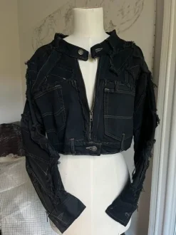 Dark Wash Denim Custom Design Cropped Jacket