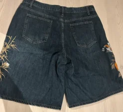 Denim jorts Embroidered jorts with Tiger & Bamboo 🐅