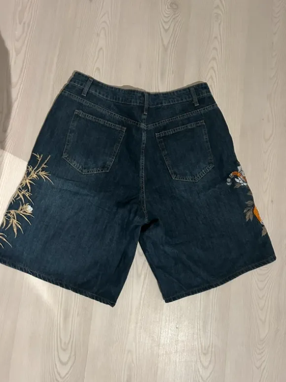 Denim jorts Embroidered jorts with Tiger & Bamboo 🐅