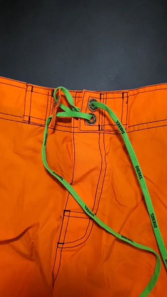Diesel szorty kąpielowe board shorts pomarańczowe logo print S