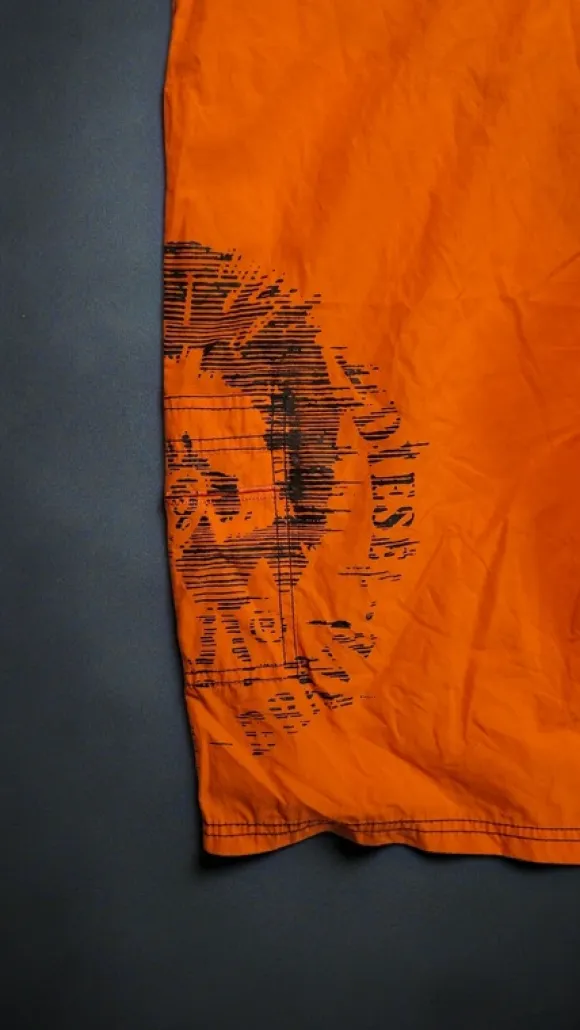 Diesel szorty kąpielowe board shorts pomarańczowe logo print S