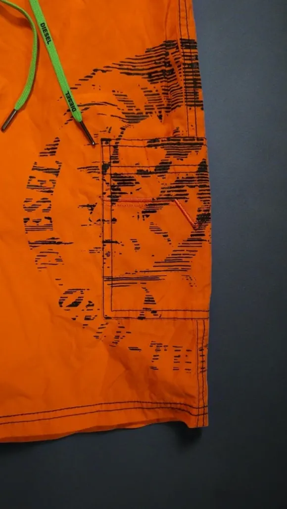 Diesel szorty kąpielowe board shorts pomarańczowe logo print S