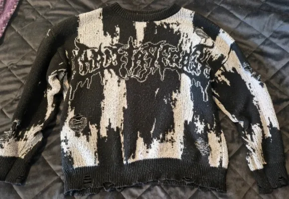 Distressed Black Emo/Metal Sweater