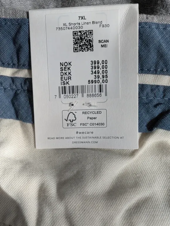 Dressmann Lin Blend Chinosshorts Shorts /Spodenki z domieszką Lnu Storlek 7XL