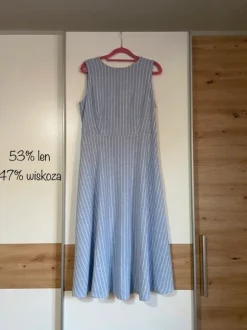 Długa lniana błękitna sukienka M&S Collection