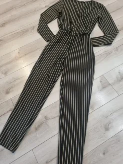 Długi kombinezon elegancki w paski na zakładkę casual MSCH M