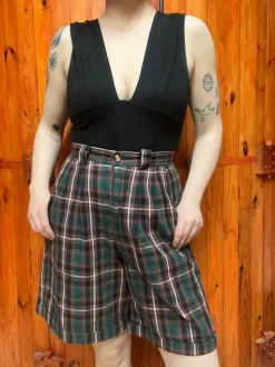 Długie szorty vintage 80s w kratkę