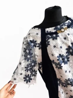 Elegancka sukienka granatowa plus size rozmiar 44 chrzciny komunia wesele
