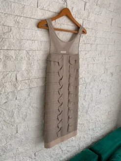 Elegancka sukienka kawa z mlekiem 100% jedwab