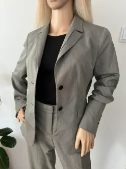 Elegancki damski garnitur szary komplet marynarka + spodnie 38 M More & More