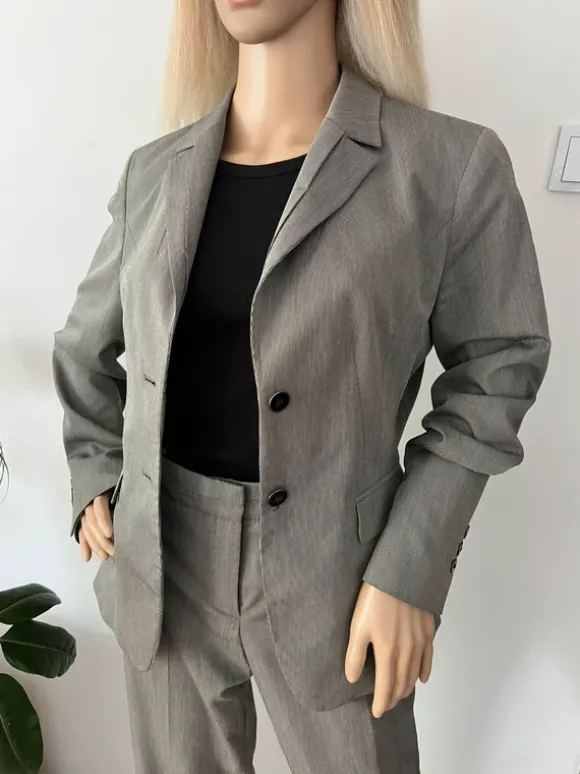 Elegancki damski garnitur szary komplet marynarka + spodnie 38 M More & More