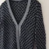 Elegancki sweterek czarno srebrny S