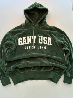 GANT velour tracksuit grøn hoodie plus bukser står som nyY2K streetwear